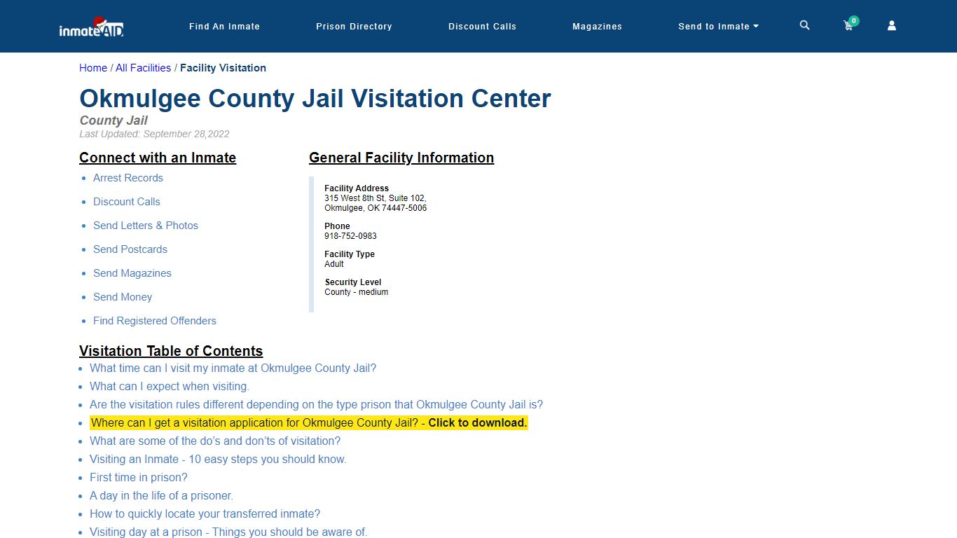 Okmulgee County Jail | Visitation, dress code & visiting hours - InmateAid